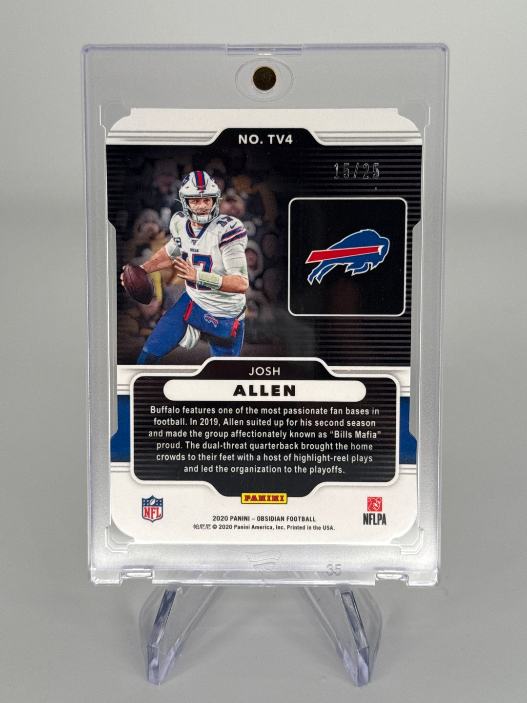 Josh Allen 2020 Panini Obsidian Tunnel Vision Electric Etch Orange, 15/25