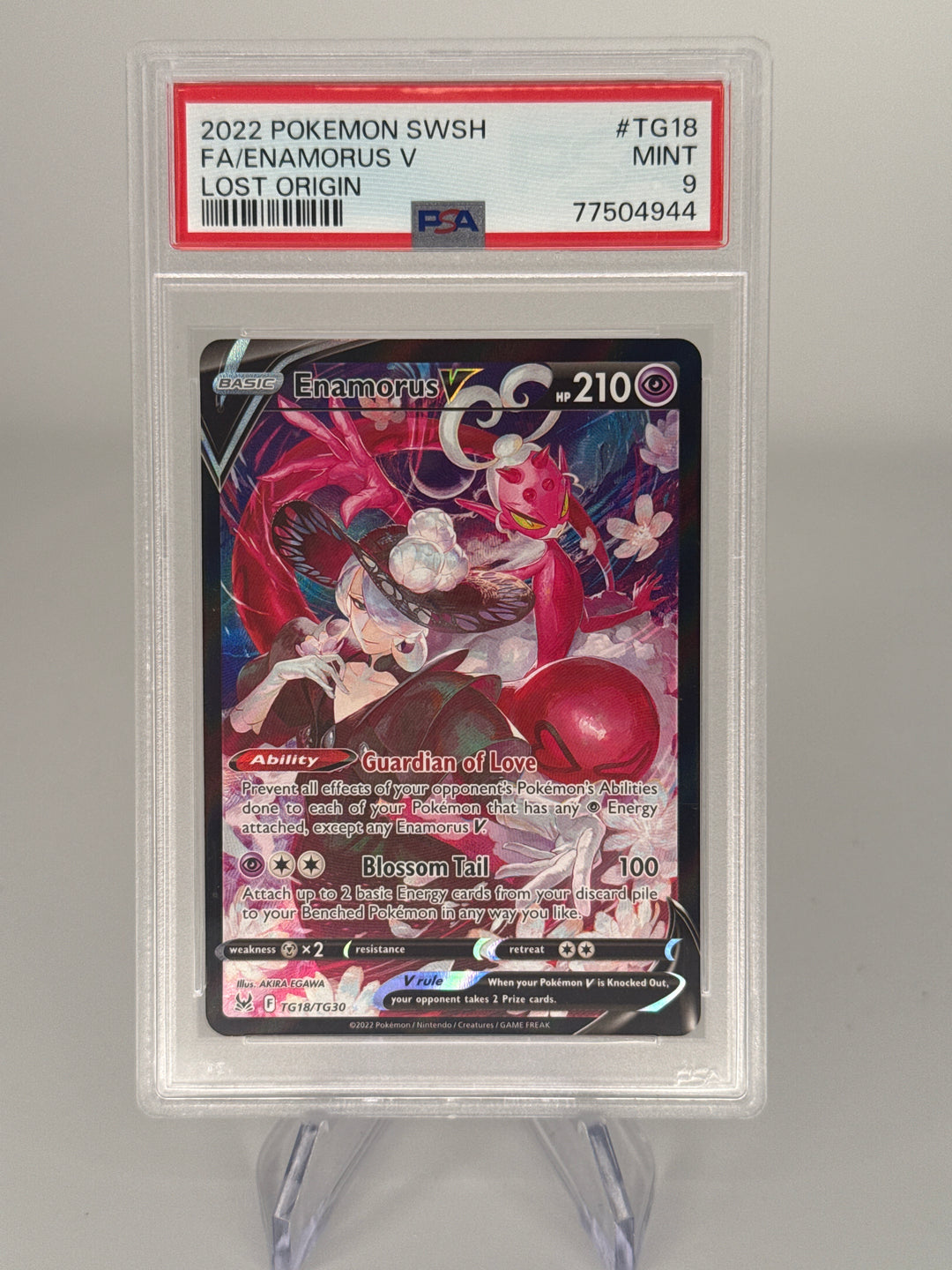 Pokemon TCG 2022 Enamorus V Lost Origin Trainer Gallery Full Art, TG18/TG30, PSA 9 Mint