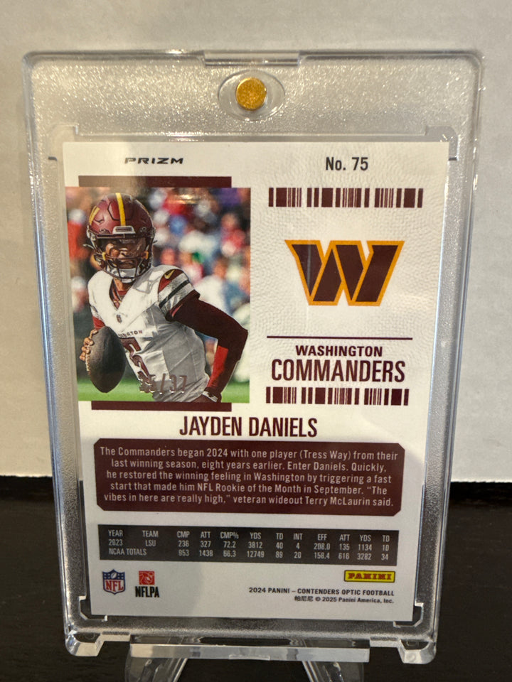 Jayden Daniels 2024 Panini Contenders Optic Purple Pulsar Rookie Ticket, 35/37
