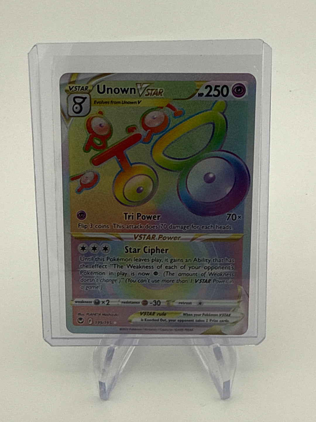 Pokemon TCG 2022 Unown VStar Silver Tempest Rainbow Rare, 199/195