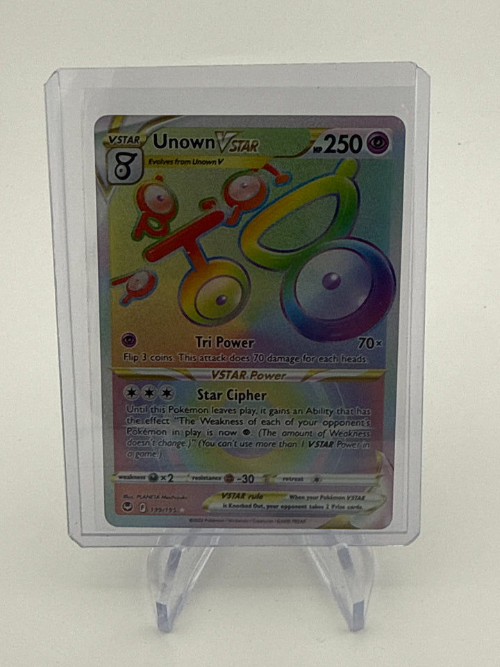 Pokemon TCG 2022 Unown VStar Silver Tempest Rainbow Rare, 199/195