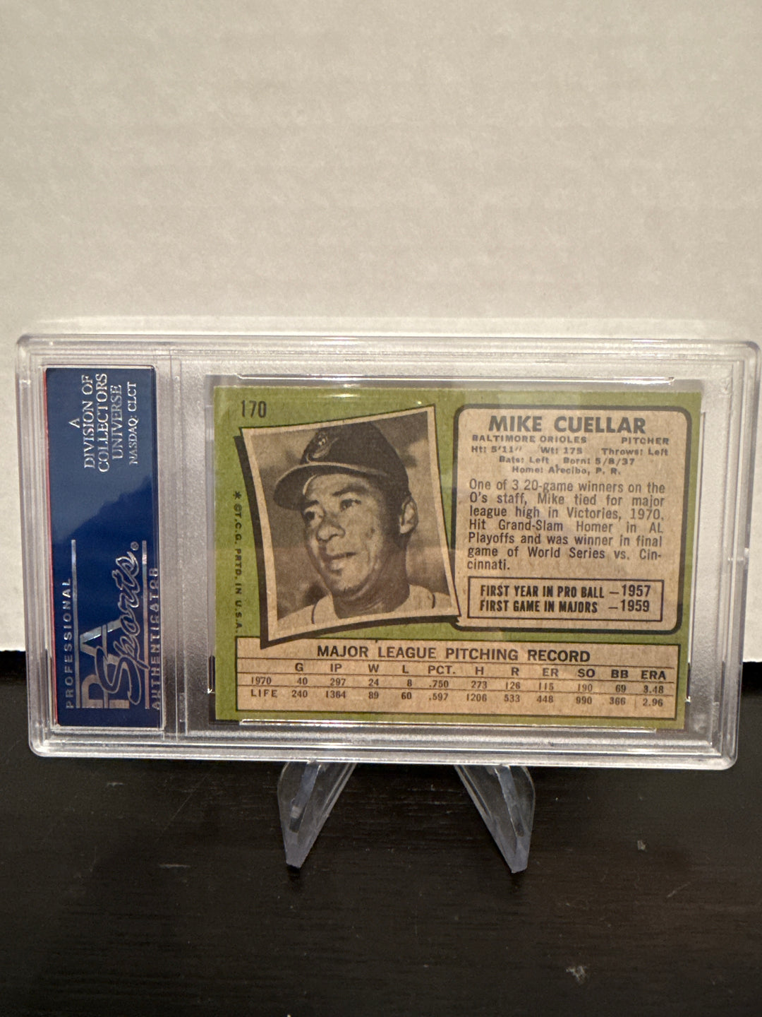 Mike Cuellar 1971 Topps, PSA 7