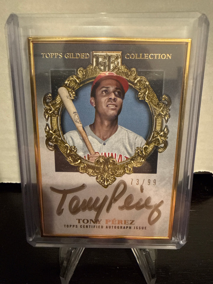 Tony Perez 2022 Topps Gilded Collection Gold Framed Auto, 73/99