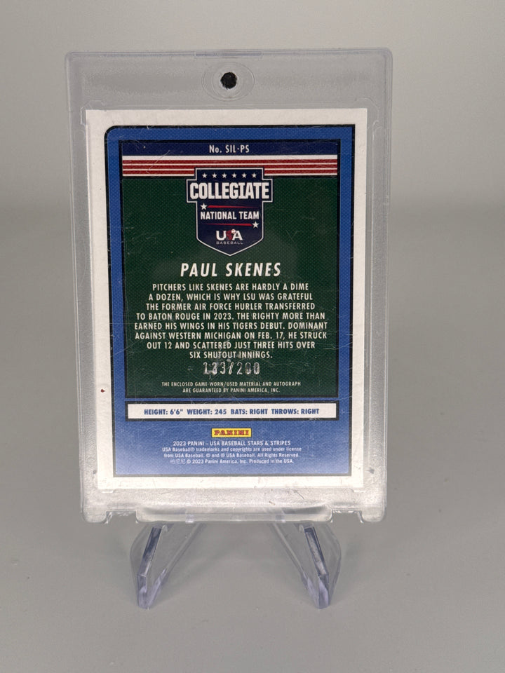 Paul Skenes 2023 Panini USA Stars & Stripes Silhouettes Patch Auto, 133/200