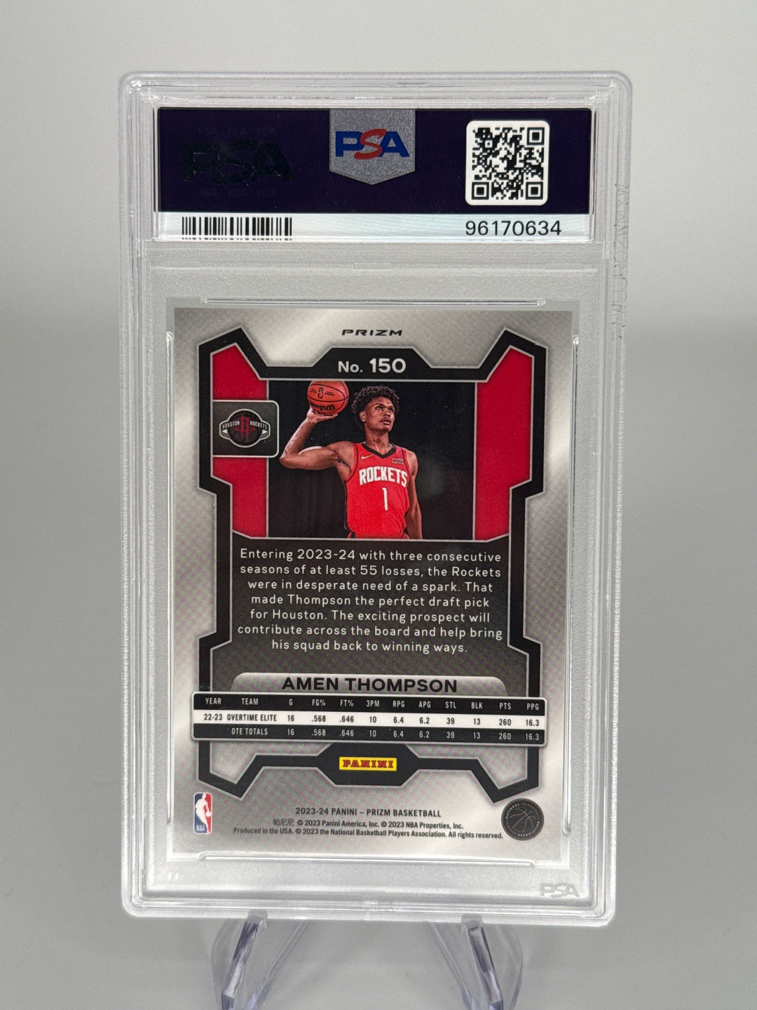 Amen Thompson 2023 Panini Prizm Ice Rookie, PSA 9 Mint
