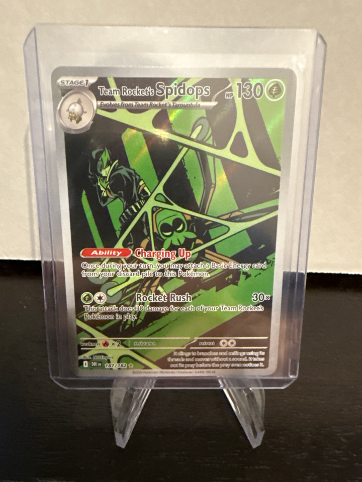 Pokemon TCG 2025 Team Rocket's Spidops Destined Rivals Full Art Illustration Rare, 187/182