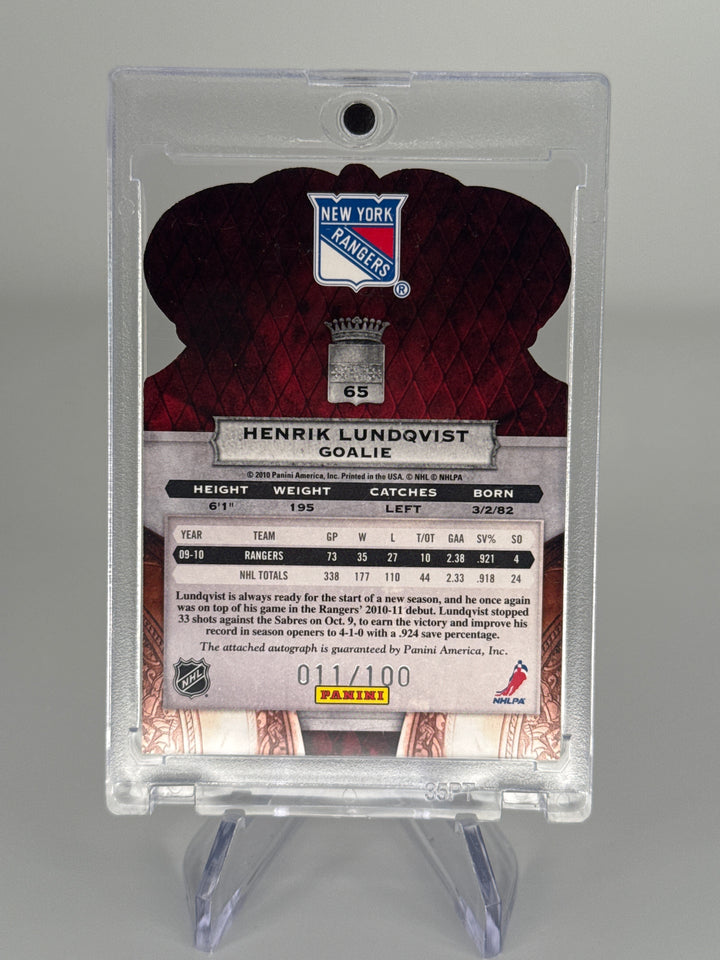 Henrik Lundqvist 2010 Panini Crown Royale Auto, 011/100