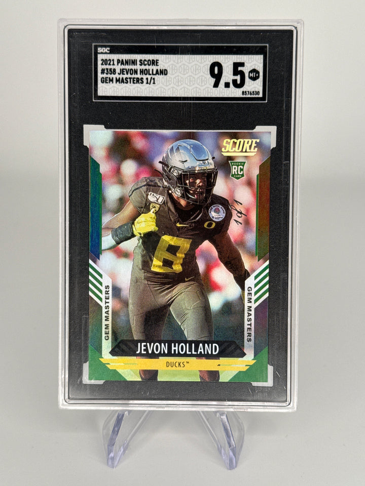 Jevon Holland 2021 Panini Score Gem Masters 1/1 Rookie, SGC 9.5 Gem Mint