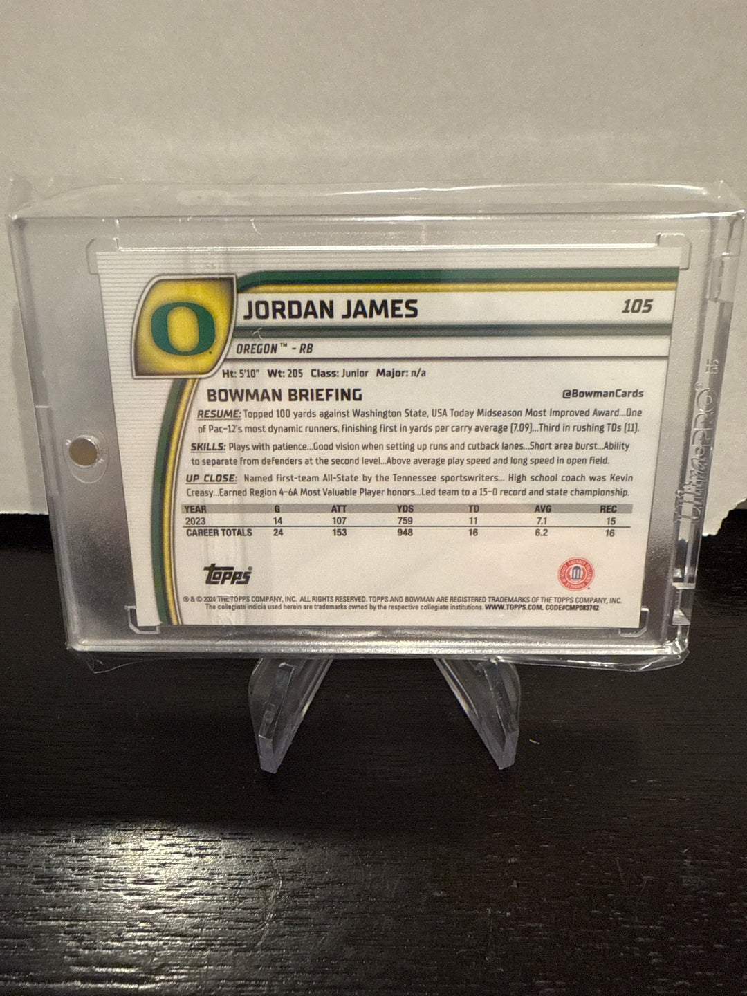 Jordan James 2024 Bowman Chrome Sapphire University Red Refractor, 1/5