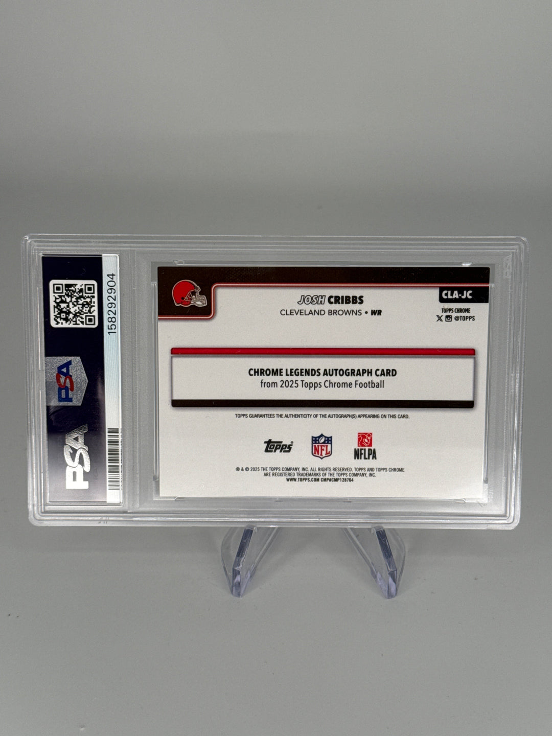 Joshua Cribbs 2025 Topps Chrome Gold Refractor Auto, 01/50, PSA 9 Mint