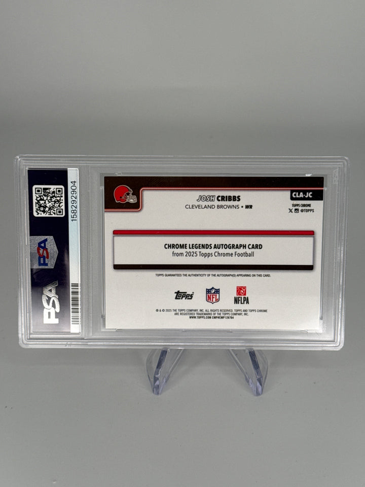 Joshua Cribbs 2025 Topps Chrome Gold Refractor Auto, 01/50, PSA 9 Mint
