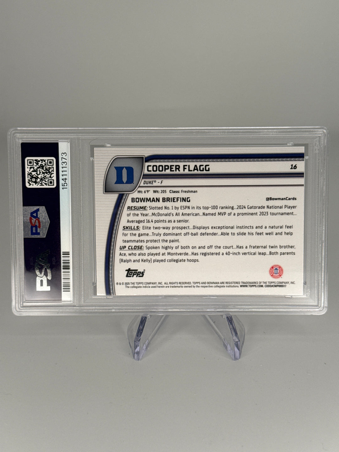 Cooper Flagg 2024 Bowman Chrome University 1st Bowman X-Fractor, PSA 10 Gem Mint