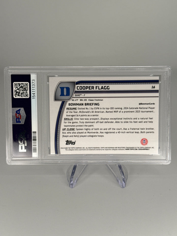 Cooper Flagg 2024 Bowman Chrome University 1st Bowman X-Fractor, PSA 10 Gem Mint