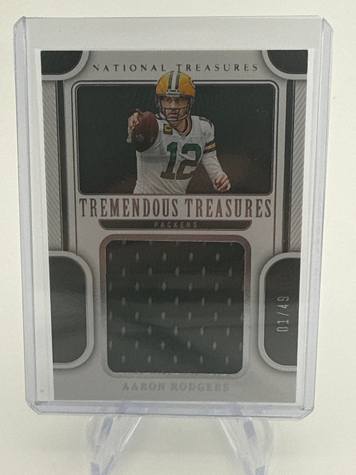Aaron Rodgers 2022 Panini National Treasures Tremendous Treasures Relic, 01/49