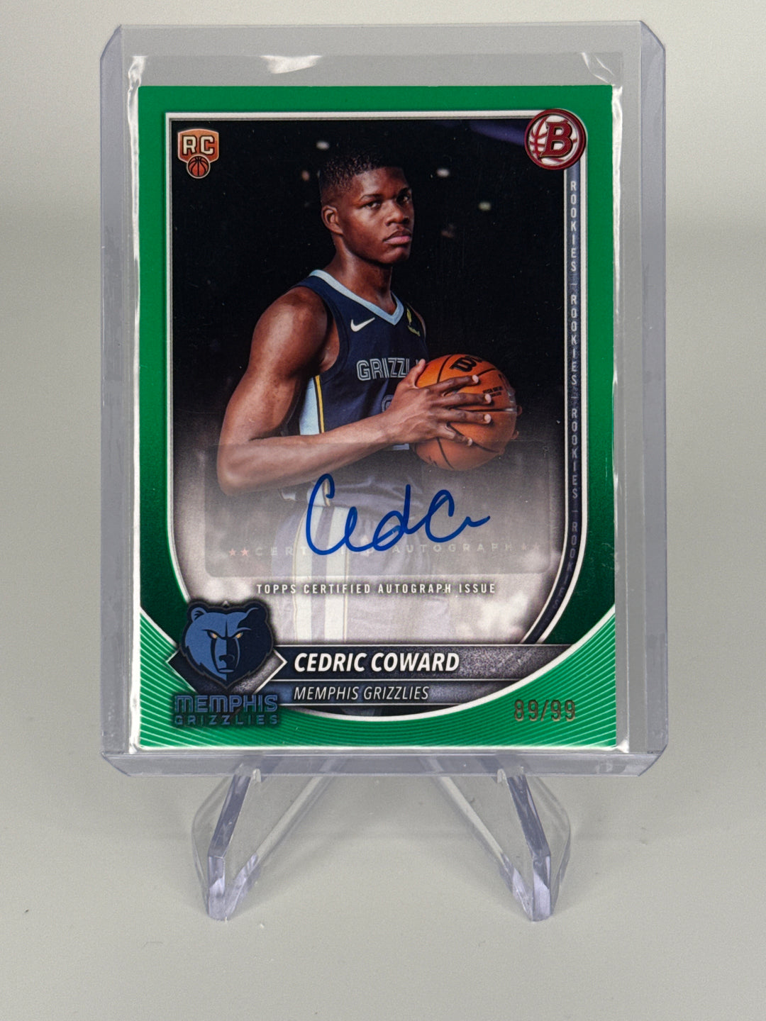 Cedric Coward 2025 Bowman Green Rookie Auto, 89/99