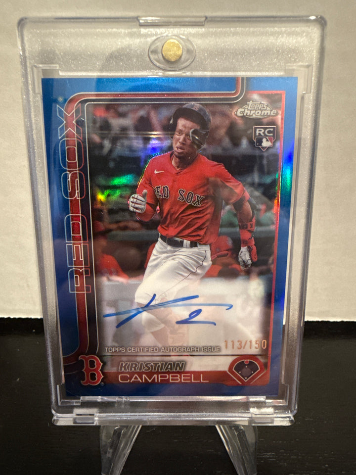 Kristian Campbell 2025 Topps Chrome Rookie Auto Blue Refractor, 113/150