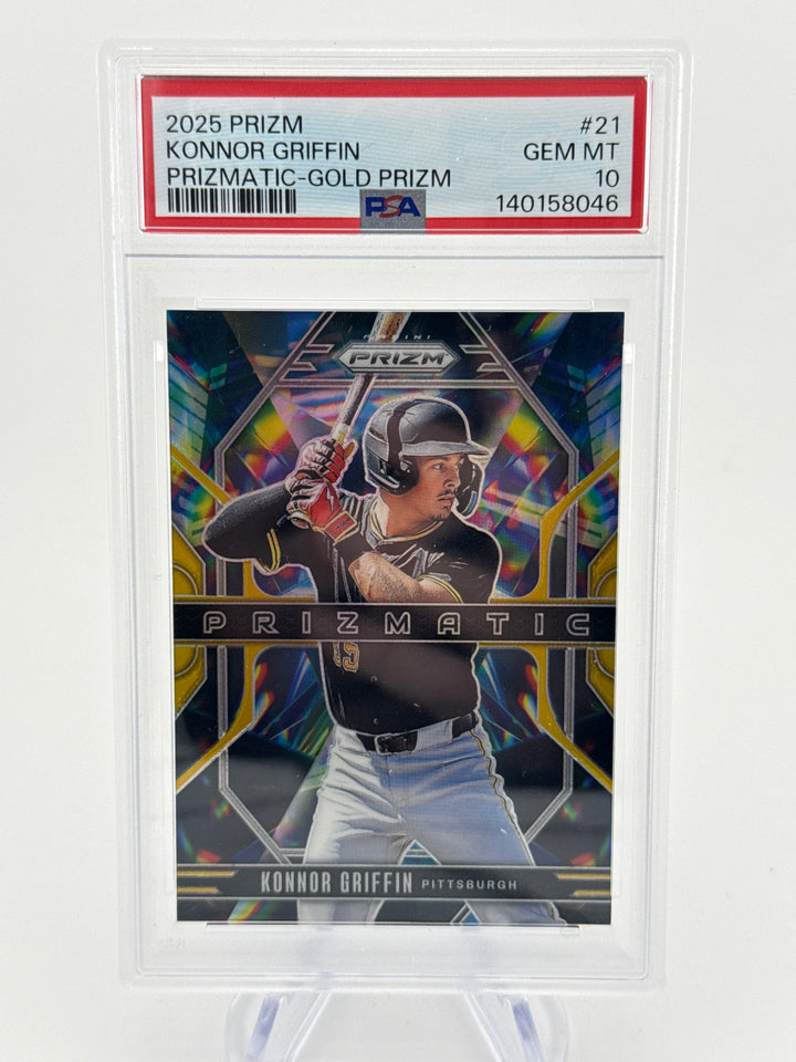 Konnor Griffin 2025 Panini Prizm Prizmatic Gold Prizm Rookie, 06/10, PSA 10 Gem Mint