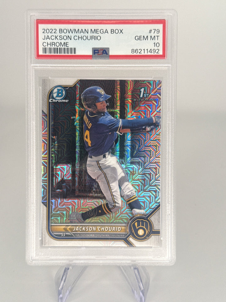 Jackson Chourio 2022 Bowman Chrome Mega Box 1st, PSA 10 Gem Mint