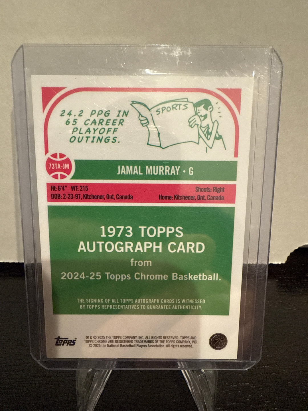 Jamal Murray 2025 Topps Chrome 1973 Auto Gold, 38/50