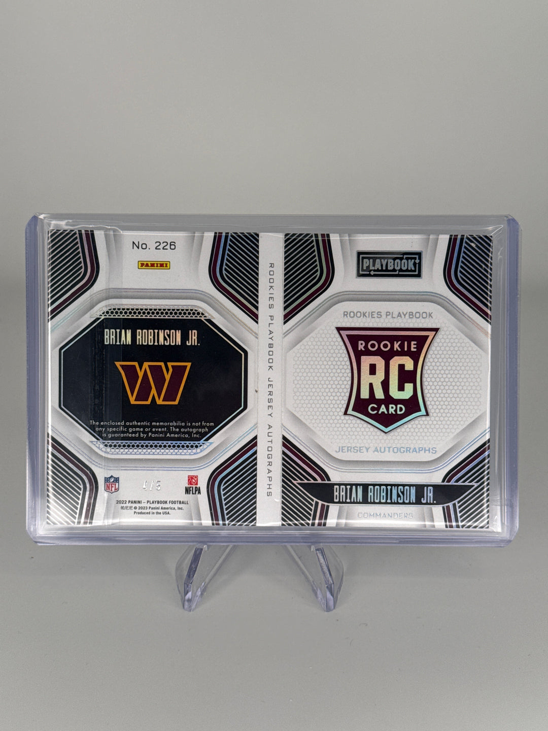 Brian Robinson Jr. 2022 Panini Playbook Rookie Patch Auto Booklet Red, 4/5