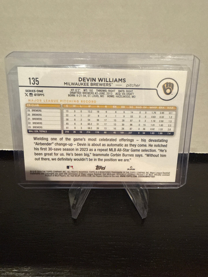 Devin Williams 2025 Topps Series One True Photo SSP Variation