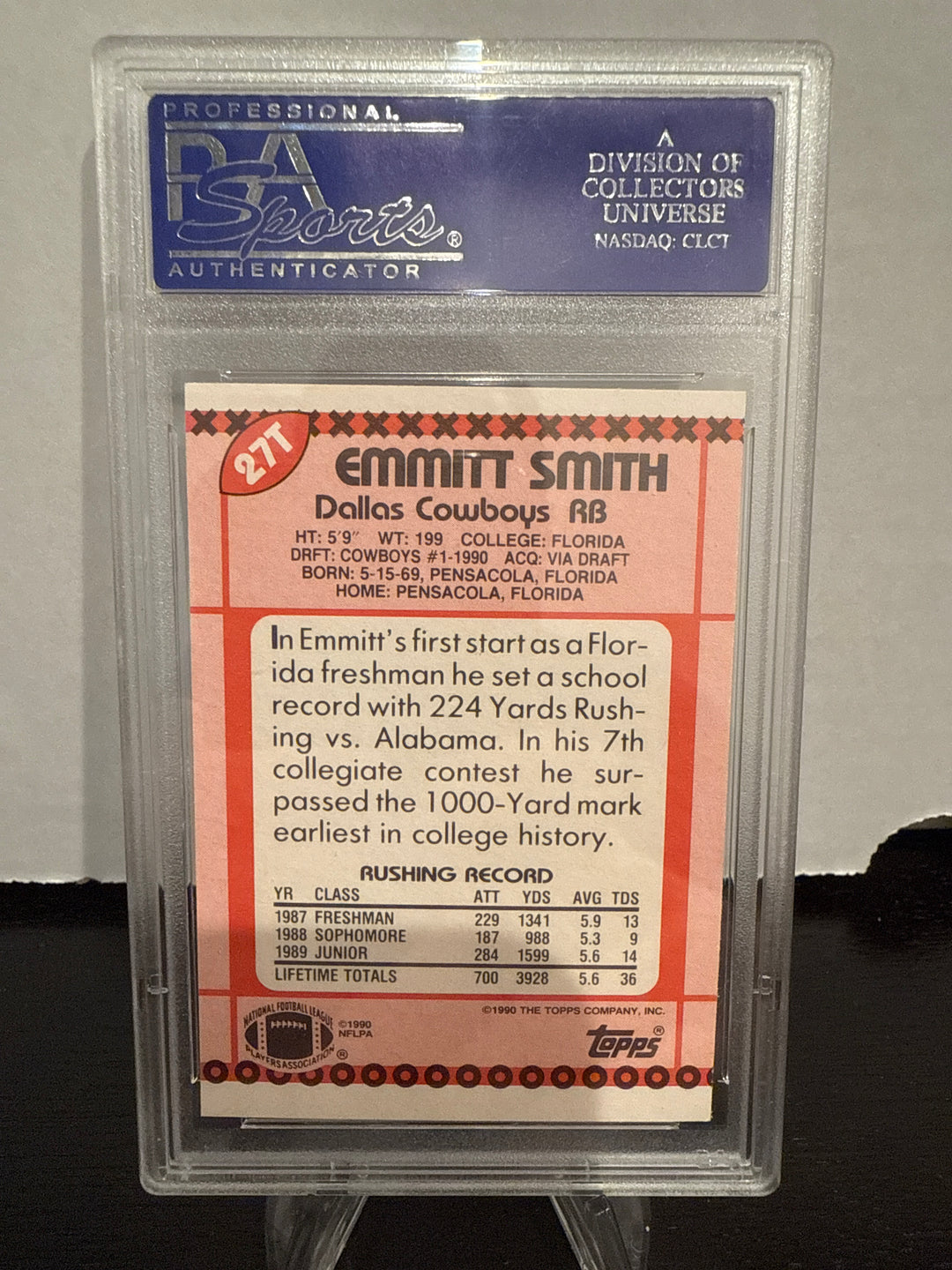 Emmitt Smith 1990 Topps Traded Rookie, PSA 9 Mint