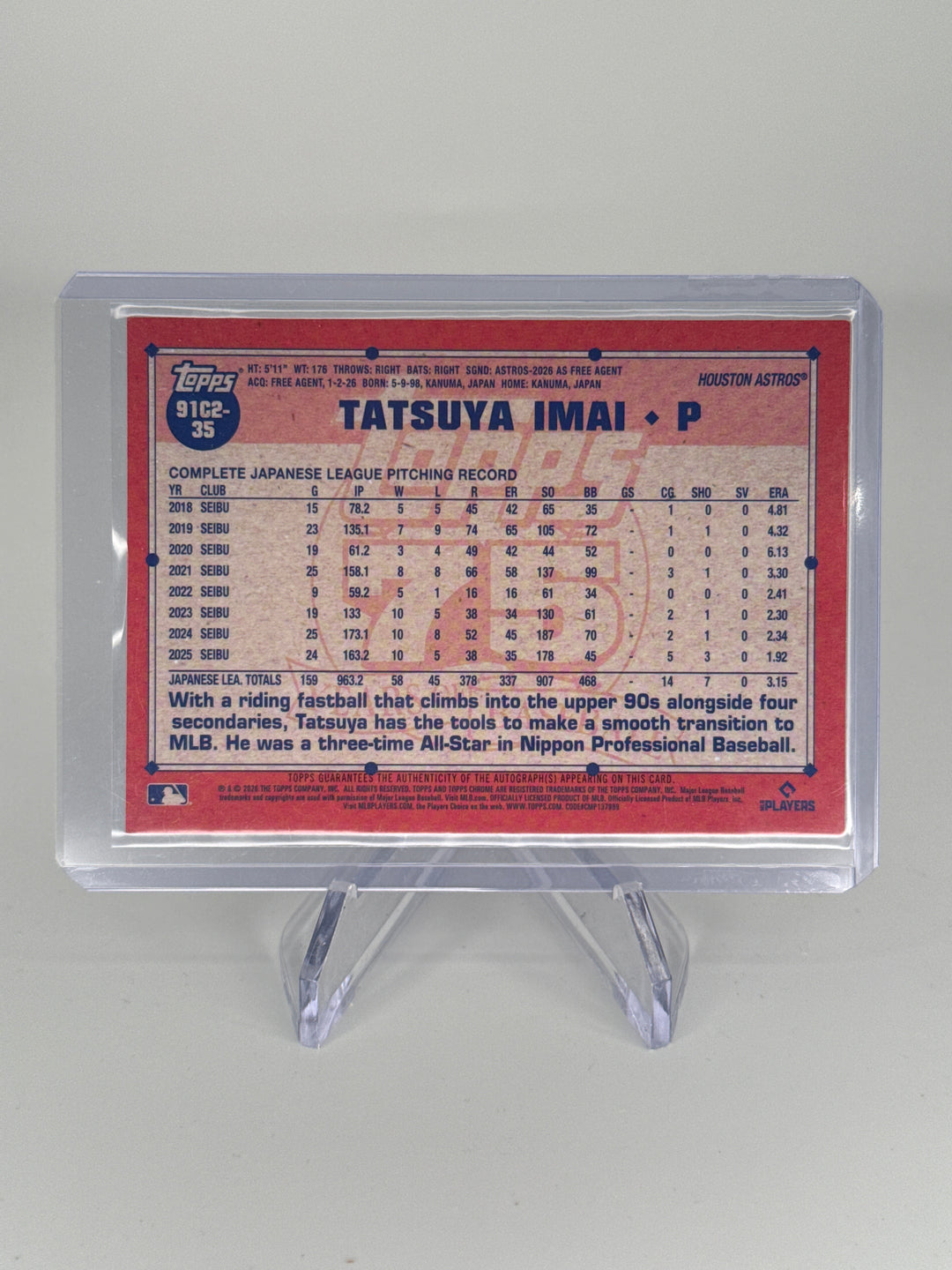 Tatsuya Imai 2026 Topps Chrome 75th Anniversary Rookie Auto, 108/199