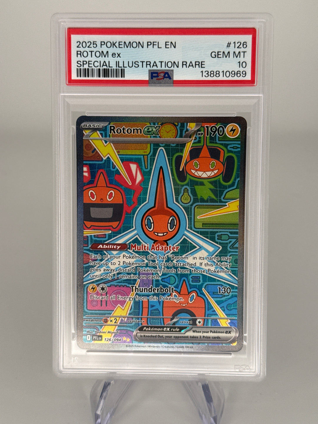 Pokemon TCG 2025 Rotom EX Phantasmal Flames Full Art Special Illustration Rare, 126/094, PSA 10 Gem Mint