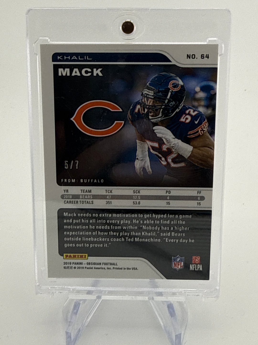 Khalil Mack 2019 Panini Obsidian Contra, 5/7