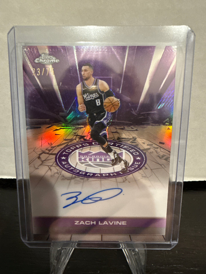 Zach Lavine 2025 Topps Chrome Certified Purple Refractor Auto, 23/75