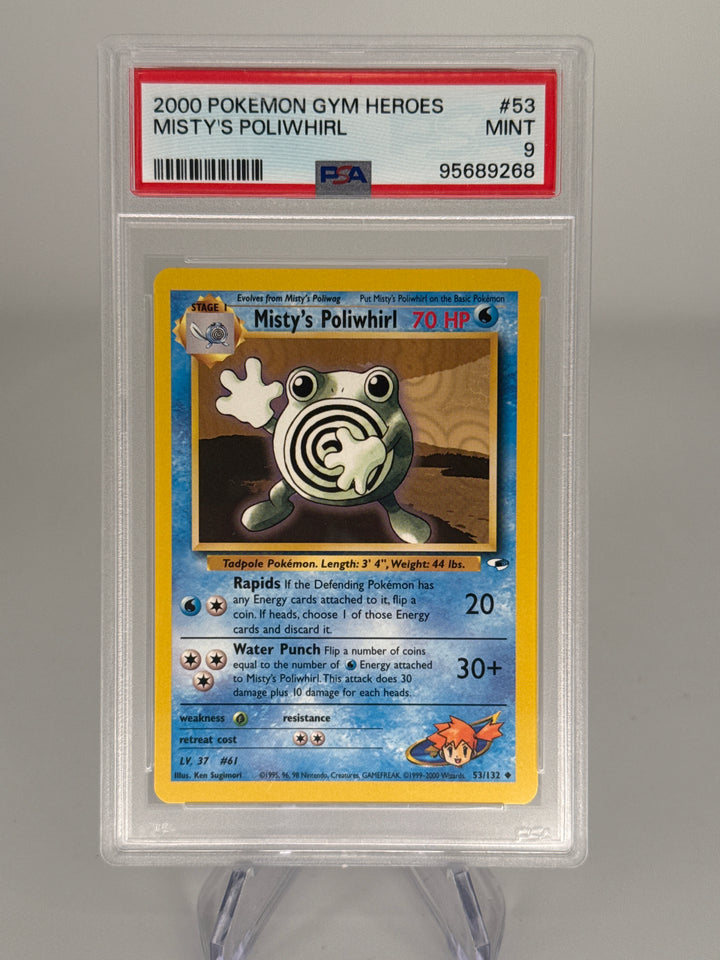 Pokemon TCG 2000 Misty's Poliwhirl Gym Heros, 53/132, PSA 9 Mint