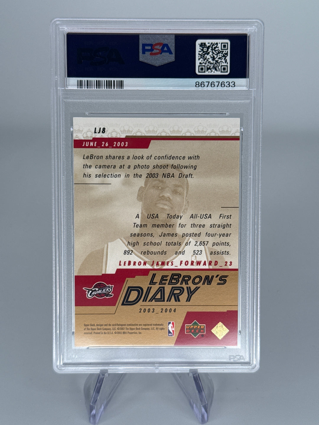 Lebron James 2003 Upper Deck Lebron's Diary, PSA 8
