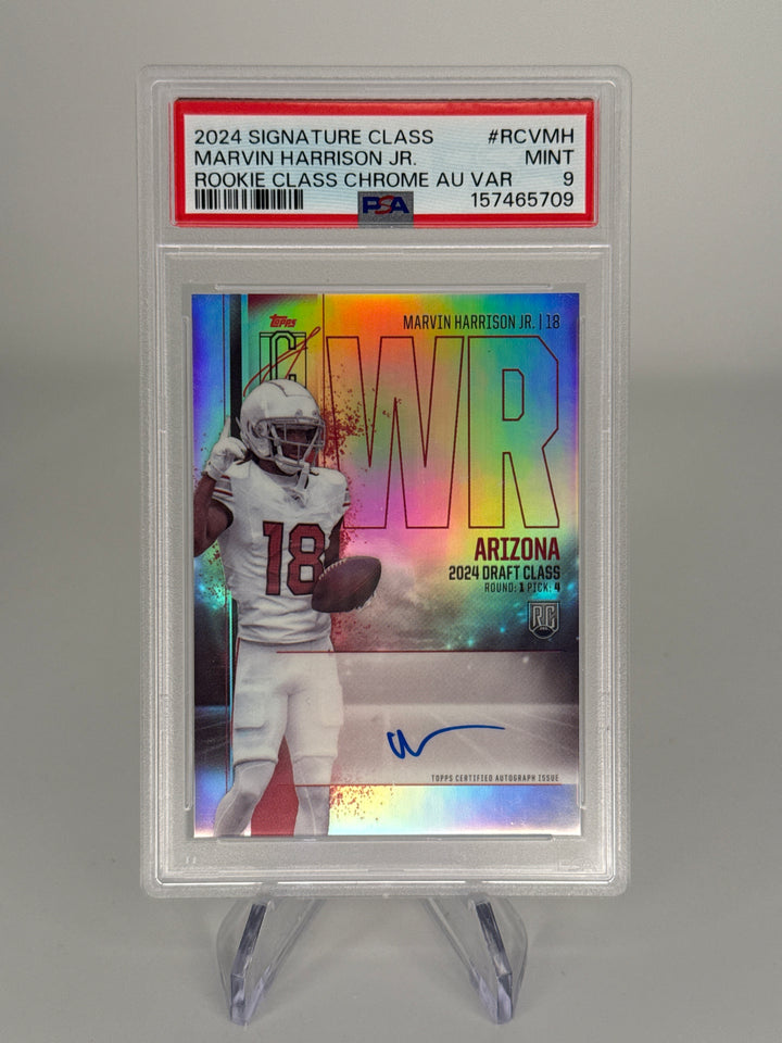 Marvin Harrison Jr 2024 Topps Signature Class Chrome Rookie Auto, PSA 9 Mint