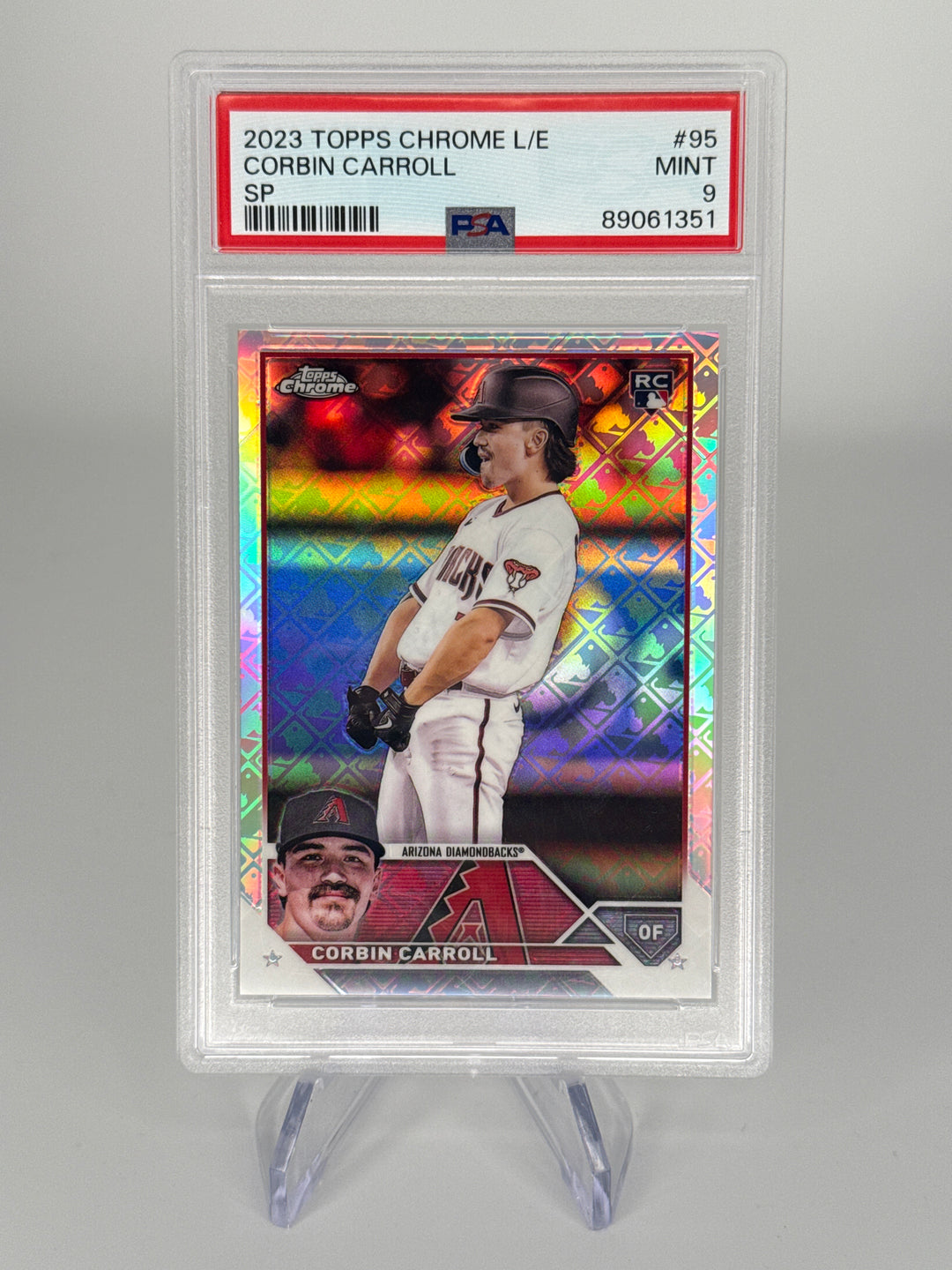Corbin Carroll 2023 Topps Chrome Logofractor SP Rookie, PSA 9 Mint