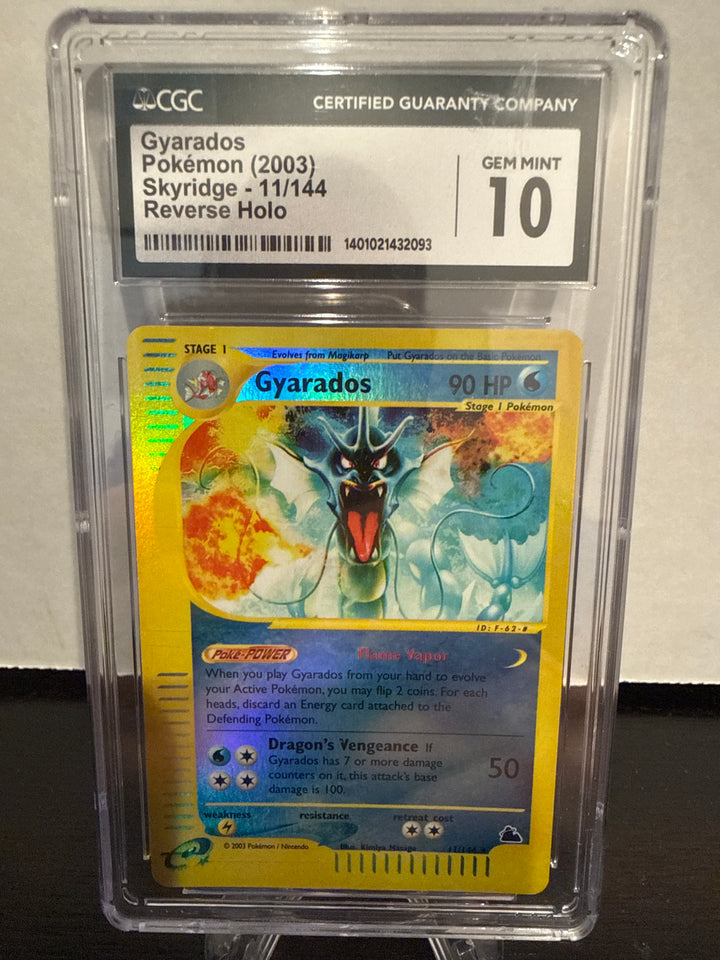 Pokemon TCG 2003 Gyarados Skyridge Reverse Holo, 11/144, CGC 10 Gem Mint