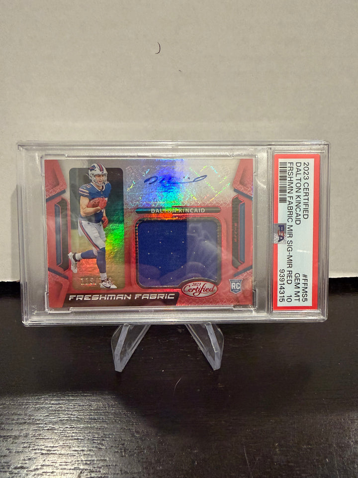 Dalton Kincaid 2023 Panini Certified Rookie Auto Red, 119/199, PSA 10 Gem Mint