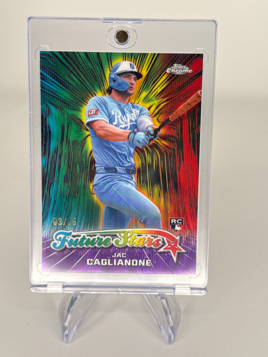 Jac Caglianone 2026 Topps Chrome Future Stars Purple Wave Refractor Rookie, 03/75