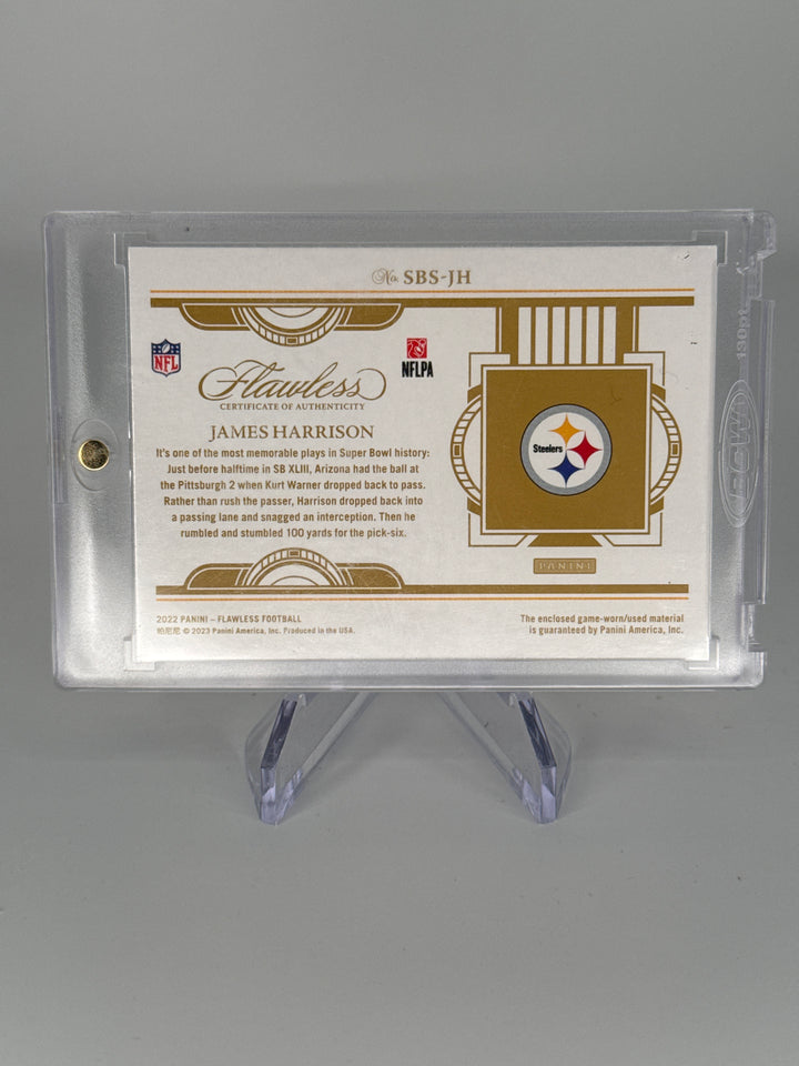James Harrison 2022 Panini Flawless Super Bowl Swatches Game Worn Relic, 24/25