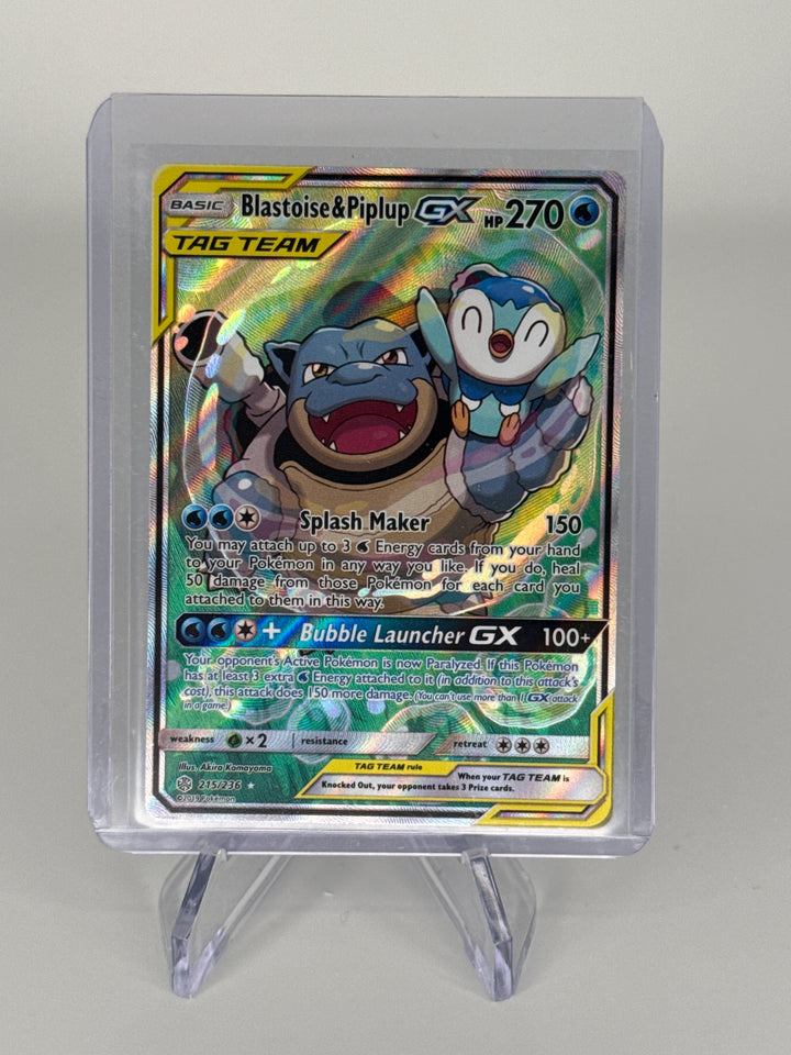 Pokémon TCG 2019 Blastoise & Piplup GX Cosmic Eclipse Full Art, 215/236