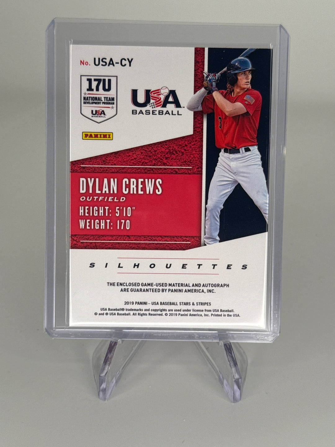 Dylan Crews 2023 Panini USA Stars & Stripes Silhouettes Patch Auto, 183/199