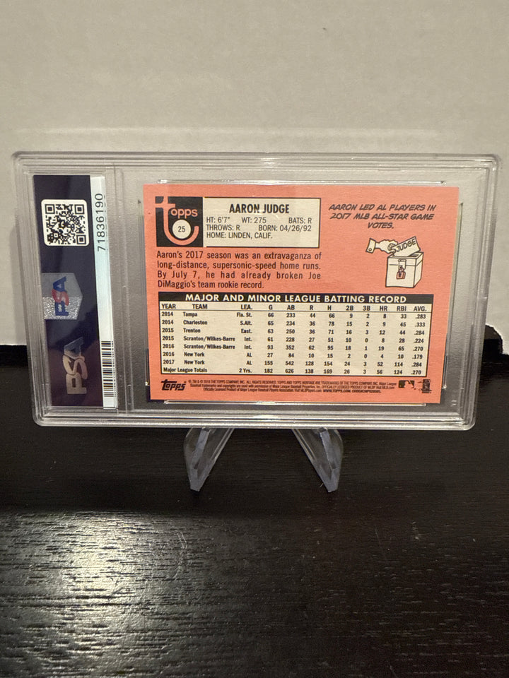 Aaron Judge 2018 Topps Heritage Rookie Cup, PSA 9 Mint
