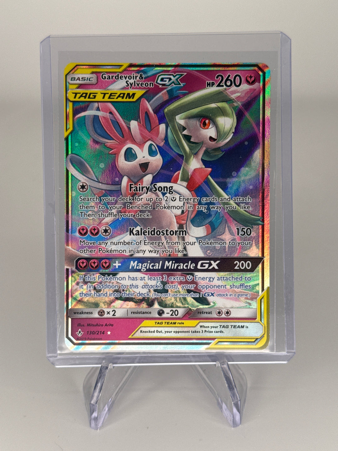 Pokemon TCG 2019 Gardevoir & Sylveon GX Sun & Moon Unbroken Bonds Full Art, 130/214