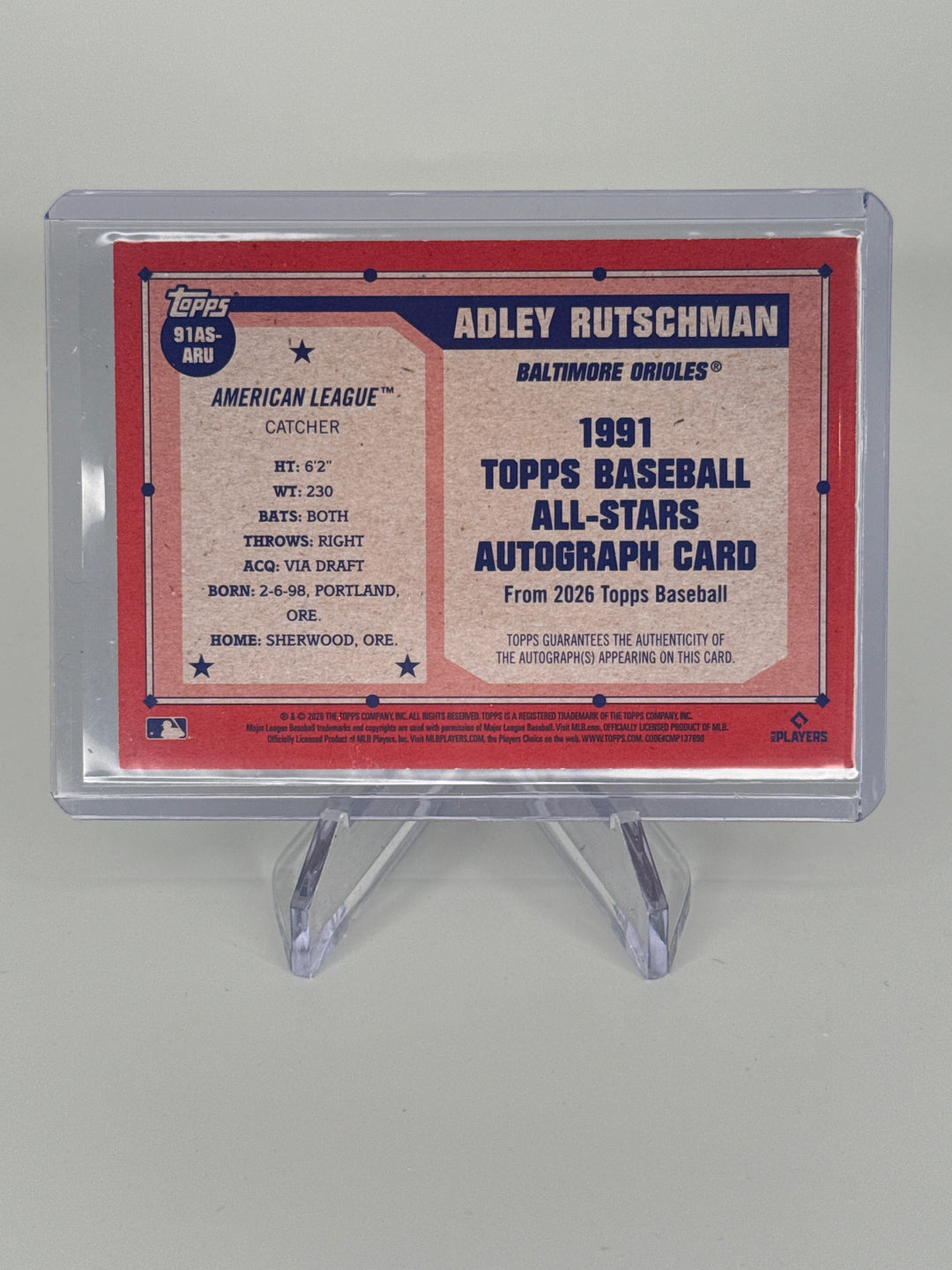 Adley Rutschman 2026 Topps Series 2 1991 All-Stars Green Auto, 39/99