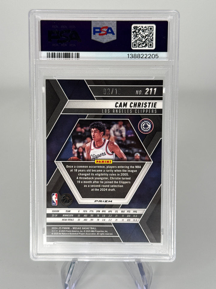 Cam Christie 2024 Panini Mosaic Green Fluorescent Mosaic Rookie, 02/10, PSA 10 Gem Mint
