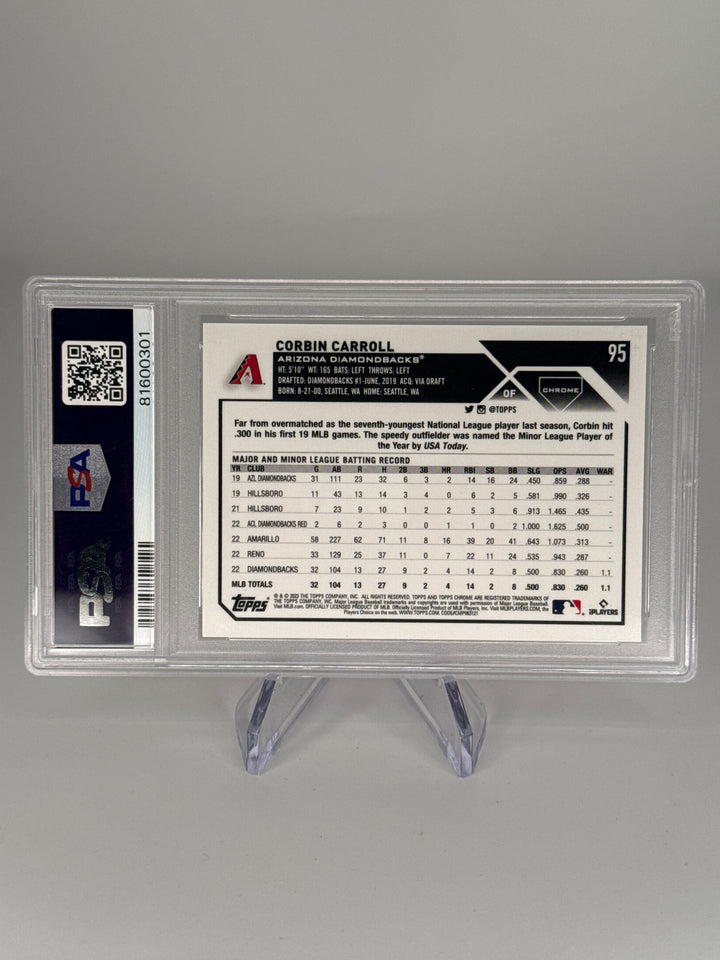 Corbin Carroll 2023 Topps Chrome Magenta Rookie, 082/399, PSA 9 Mint