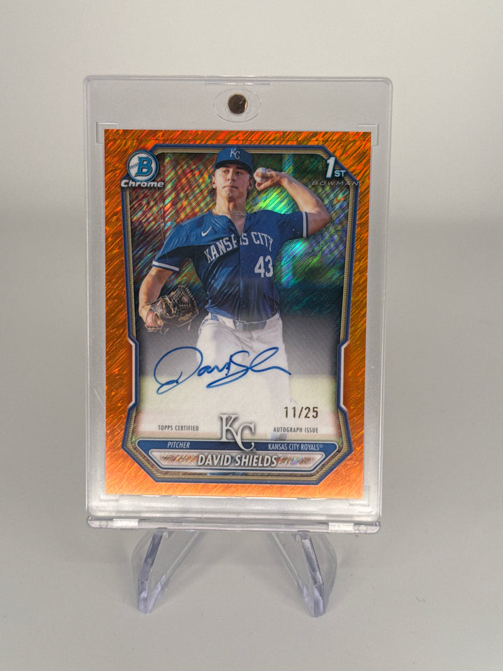 David Shields 2026 Bowman Chrome Orange Shimmer Refractor 1st Auto, 11/25
