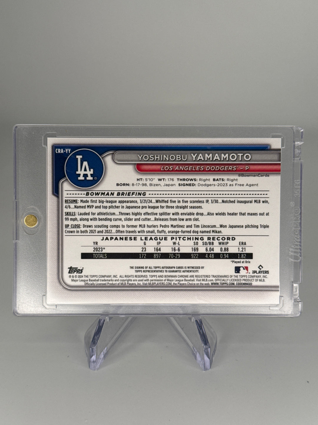 Yoshinobu Yamamoto 2025 Bowman Chrome Mega Box Rookie Auto, 063/150
