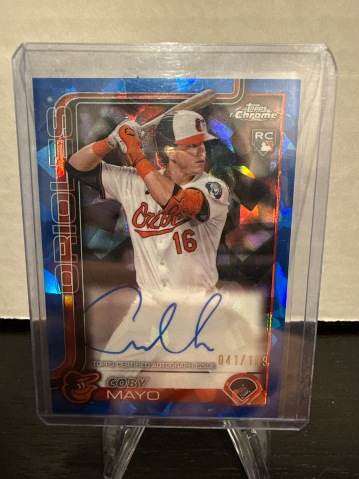 Coby Mayo 2025 Topps Chrome Update Sapphire Rookie Auto, 041/199