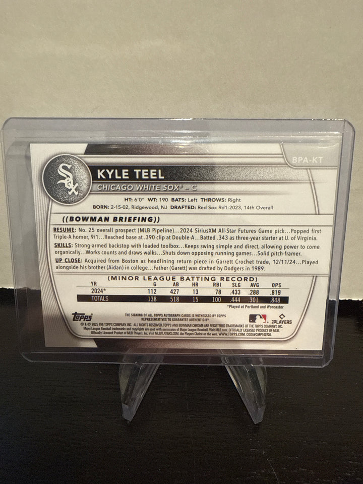 Kyle Teel 2025 Bowman Prospect Auto Blue, 076/150