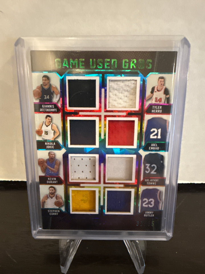 2024 Leaf In The Game Used Sports, Game Used GR8S, Giannis Antetokounmpo/Tyler Herro/Nikola Jokic/Joel Embiid/Kevin Durant/Karl-Anthony Towns/Stephen Curry/Jimmy Buttler Game Used Relics, 31/35